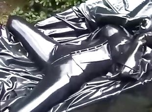 En plein air, Amateur, Black, Latex, Jardin, Poupée, Masque, Caoutchouc