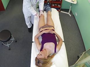 Fake doctor fucks his sexy blonde patient in his office