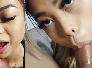 HOT ASIAN STEP SISTER CAUGHT ME JERKING OFF AND BLOWS ME!!!