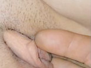 Up close creamy dildo fucked