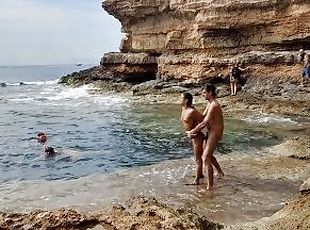 Nudiste, En plein air, Public, Amateur, Couple, Plage, Pute