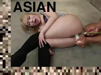 asiatique, poilue, anal, jouet, japonais, ejaculation-interne, blonde, fétiche