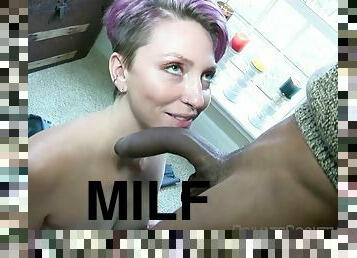 Short-haired MILF interracial first porn video