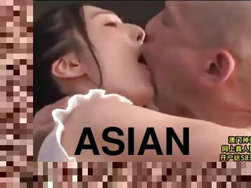asiático, japonés, besando