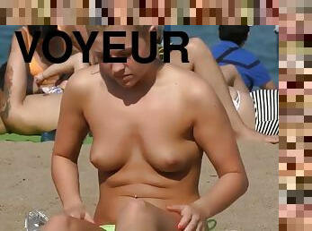 Gorgeous women topless beach voyeur public topless