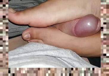 masturbation, kvinnligt-sprut, amatör, avrunkning, massage, fötter, footrunk, kuk, tår