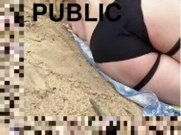 publik, strap-on, anal, strand, slav, slyna