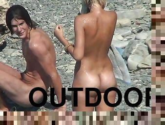 nudisti, allaperto, fichette, videocamera, spiaggia, voyeur, naturali, bagnate