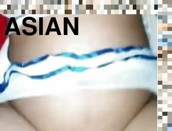 asiatisk, røv, amatør, moden, kæmpestor-pik, creampie, pik