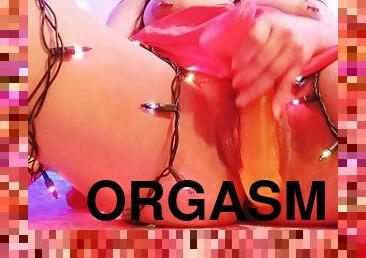 Christmas masturbation, delicious squirting and creamy wet pussy. ????????My First Christmas Porn. ????????