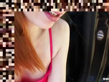 Redhead street prostitute deepthroats and fucks doggy