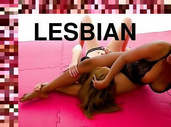 Free Premium Video Lesbian Sex Fight - Strong Mulatto Chick Defeated By Tiny Blonde