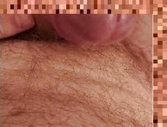 Jerking my hairy cock close up