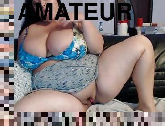 Hot fat teen flashing on live webcam