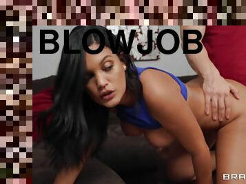 blowjob-seks-dengan-mengisap-penis, cantik, berambut-cokelat, menggoda