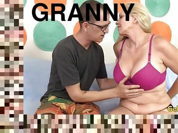 Horny granny cala craves blows and tit fucks a guy before taking a facial