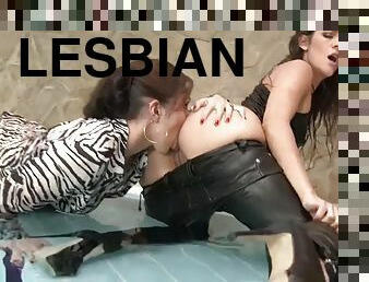 lesbienne, milf, pornstar, doigtage, piscine, action, brunette, cuir