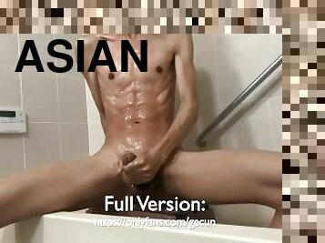 Lotioned Up Asian Guy Couldn't Stop Squirting in Toilet