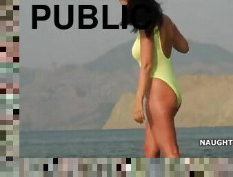 pubblici, spiaggia, bikini