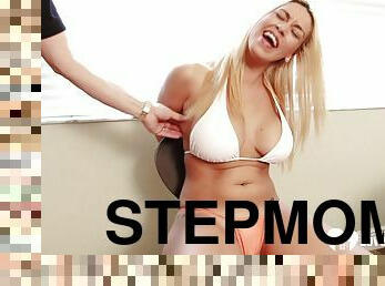 Arousing blond stepmom gets bound for tickling