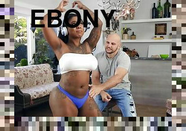 Baldhead dude JMac bangs chunky ebony bombshell Gogo Fukme