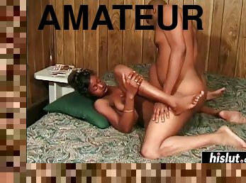 amateur, ébène, hardcore, ejaculation-interne, black, brunette, clignotant, jambes