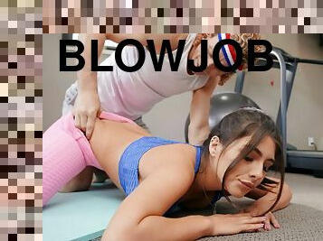 blowjob, kåt, gym, brunette