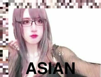 asiatisk, storatuttar, masturbation, anal, leksak, japansk, ladyboy, dotter, vacker, erotisk