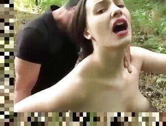 Big-Bosomed French Girl Get Banged In The Wood