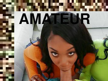 gros-nichons, levrette, amateur, fellation, énorme-bite, black, trio, petite-amie, naturel, américaine