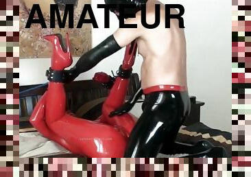 amatőr, német, szado-mazo, latex, megkötözés