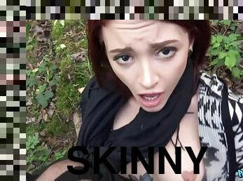 Skinny redhead teen agrees to have sex for money