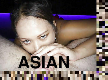 Big-Bosomed Asian eighteen years old rides mans bare dick like a stallion