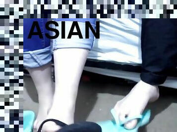 asian, remaja, kaki, adik-perempuankakak, fetish, cina