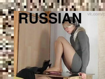 russe, massage, femme-dominatrice, jambes, taquinerie