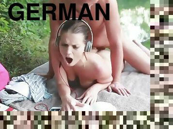 Small german teen fucked by stranger in forest!