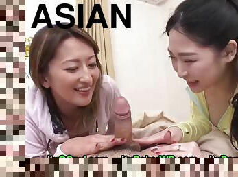 asian MILFs share hard throbbing dick