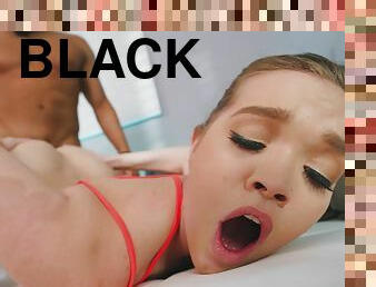 A big black cock gives hairy teen Katie Kush all she can take.