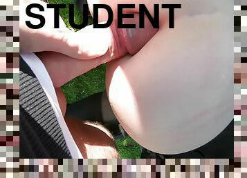 student, anal, hardcore, skitten, blond, knulling-fucking, rumpehull, våt