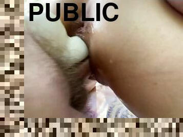 Public double penetration with a young stranger in the park ends up inside a narrow one in the woods