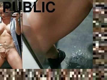 Masturbating in secret and squirting in a Bar public restroom - WetKelly