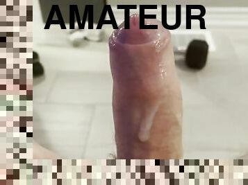 Uncut cock solo jerk off and cumshot