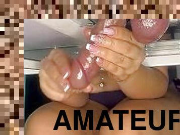 amateur, énorme-bite, milf, branlette, fétiche, lait, réalité, bite