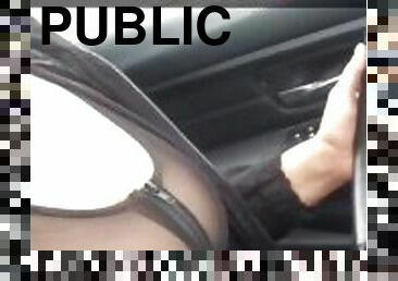 masturbation, public, giclée, voiture, mignonne, coquine