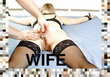 Belt spanking. Slut training. Hot wife.
