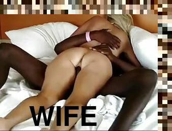 Gorgeous blonde wife cuckold fuck with dark black guy