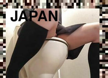 asiático, masturbación, amateur, babes, japonés, con-los-dedos, mona, a-solas, uniforme