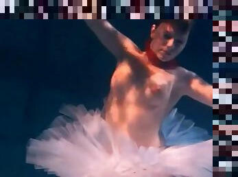 Ballerina in a tutu filmed underwater
