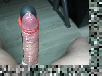 NO CUM CHALLENGE - FAILED! EXTREME BIG COCK EDGING INTO XL CONDOM!