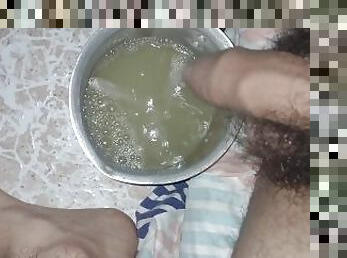 Pissing on cum